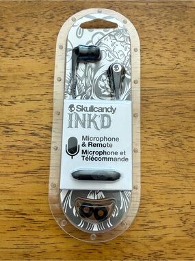 NEW Skullcandy Ink'd Microphone & Remote Black 2016 In-Line Earbuds 2 Silicone
